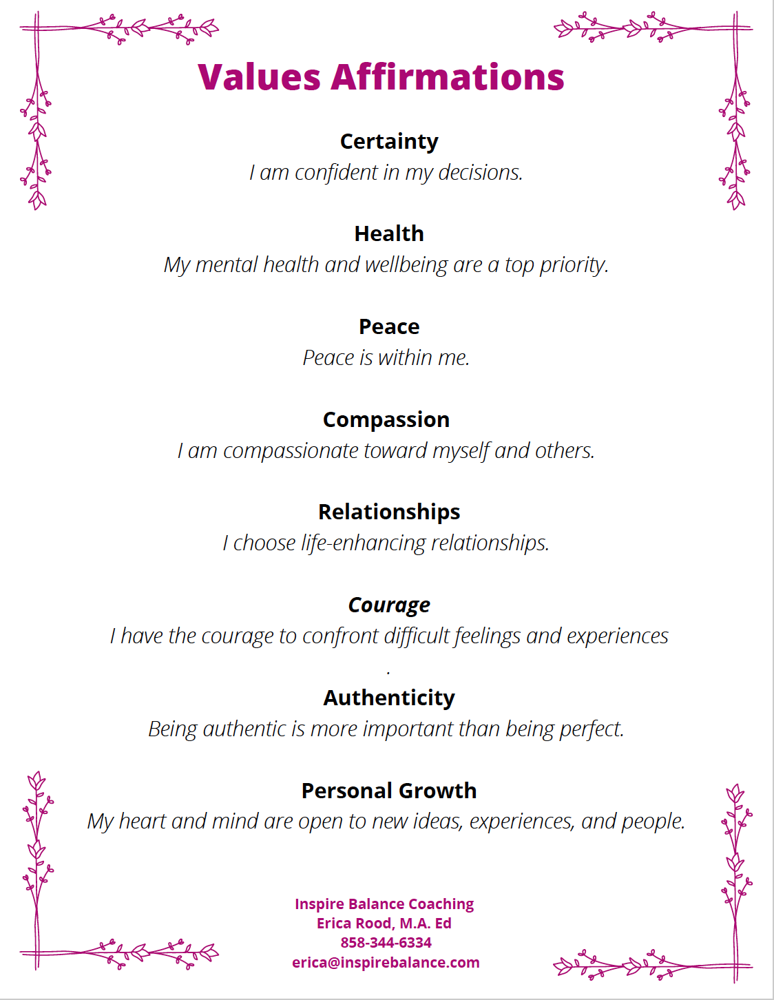 Values Affirmation